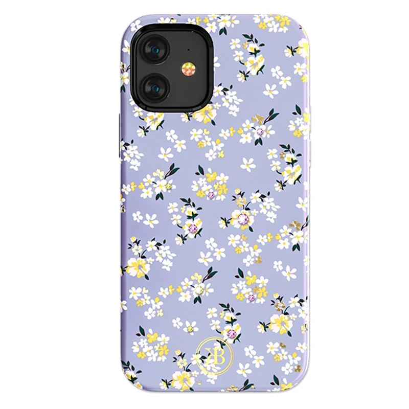 Kingxbar Beautiful Flower Blossom Crystal Bling Mobile Phone Case Back Protective Luxury Cover For iPhone 12 Pro Max Mini