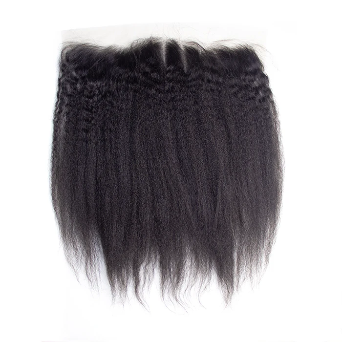 Raw Indian Kinky Straight Hair Closure Bundle , Perm Kinky Straight BrazilIan Human Hair Yaki Lace Closure