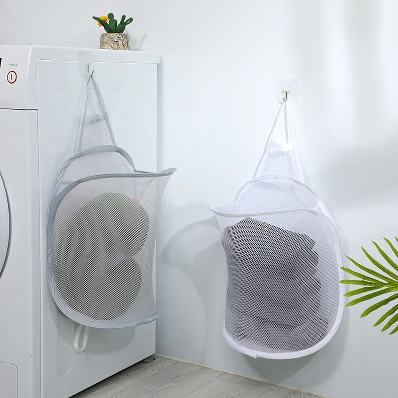 RTS Factory Hot Selling Bathroom Clothes Storage Bag Mesh Foldable Household Goods