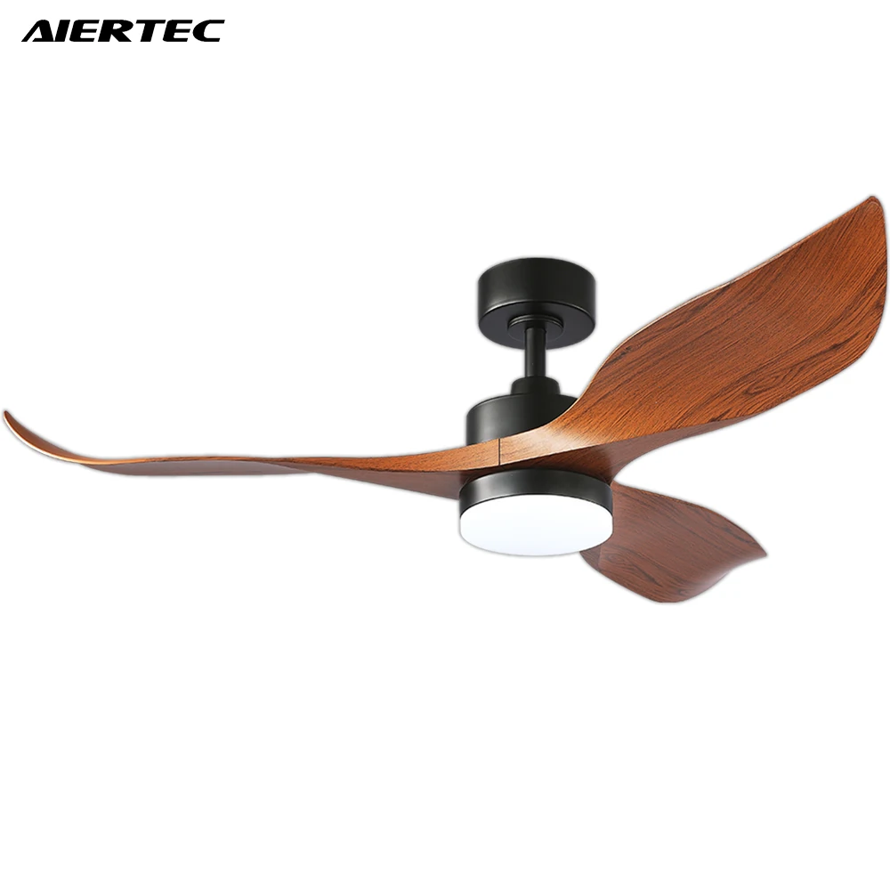 AIERTEC 52' Modern 3 ABS Blades Ceiling Fans With Light  All Copper Motor Remote For Bedroom Living Room Patio