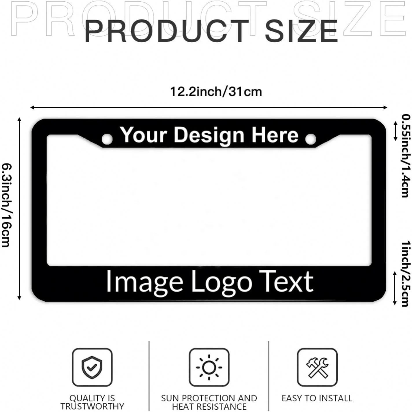 High Quality Alloy Car License Plate Frame/Holder Cover License Plate Frames Car Number License Plate Frame With Custom Logo