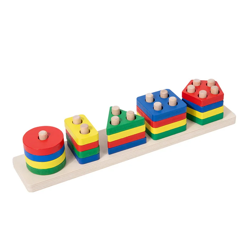 Customized Geometric Shaped Wooden Puzzle Sets Educational Math Toys for Building & Matching