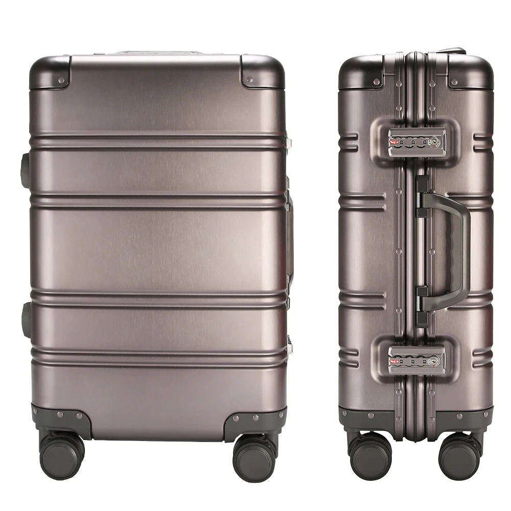 Новый дизайн 100% Алюминий valise voyage жесткий прочный Дорожный чемодан на колесах роскошный переносной винтажный багаж