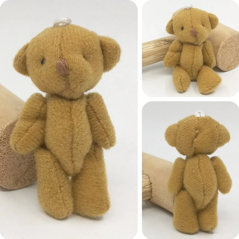 Hot Selling 6CM Small Plush Joint Teddy Bear Keychain Cheap Price Promotional Gift Mini Teddy Bear Bouquet Toy
