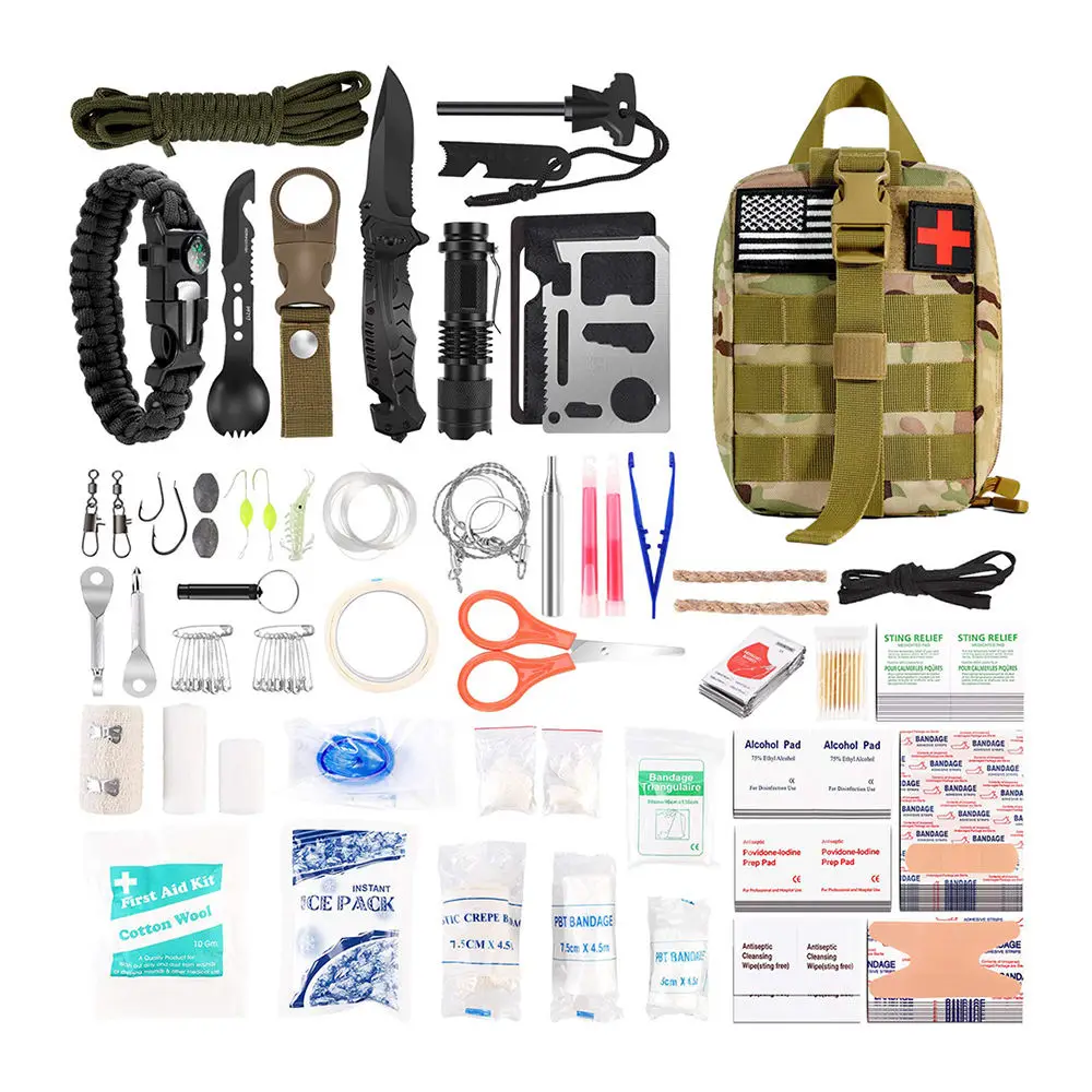 Emergency Medical Tactical Trauma Outdoor Camping Hiking Portable 90 Pieces First Aid Kit Bag