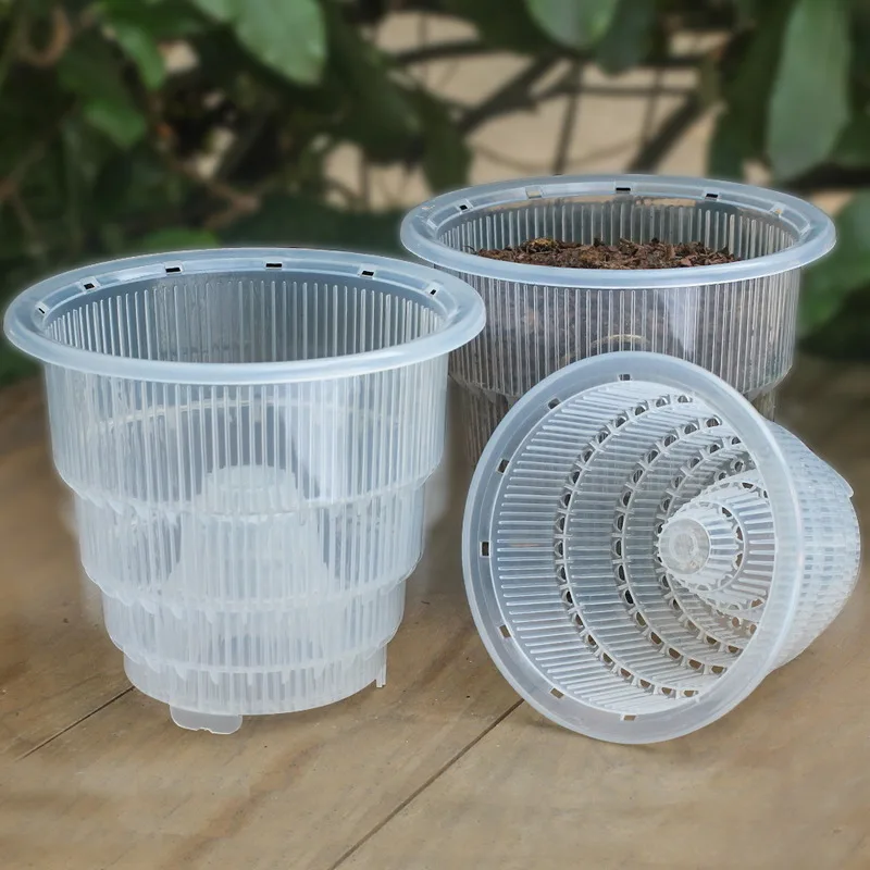 Прозрачный цветочный горшок для орхидеи, пластиковый горшок, дышащий, с прорезью, Cattleya, Прозрачный Горшок