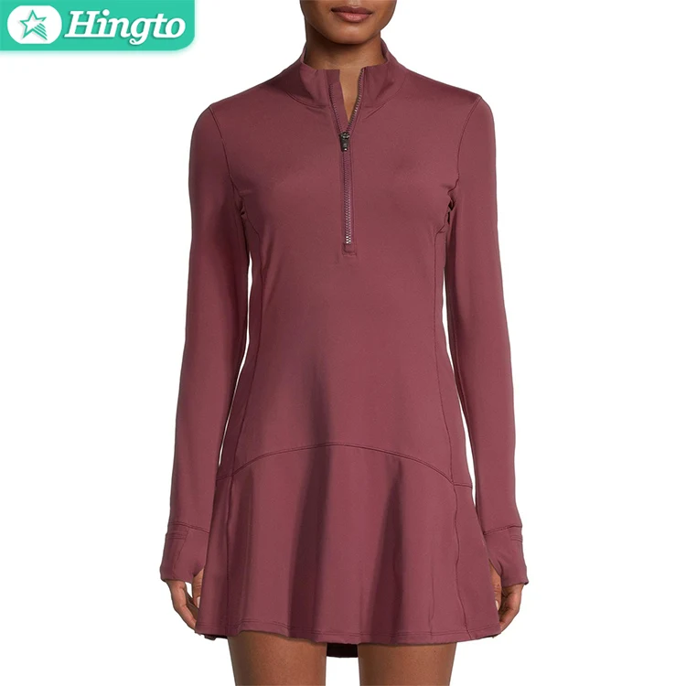 Hingto Stretch Dress Long Sleeve Tennis Golf Dress