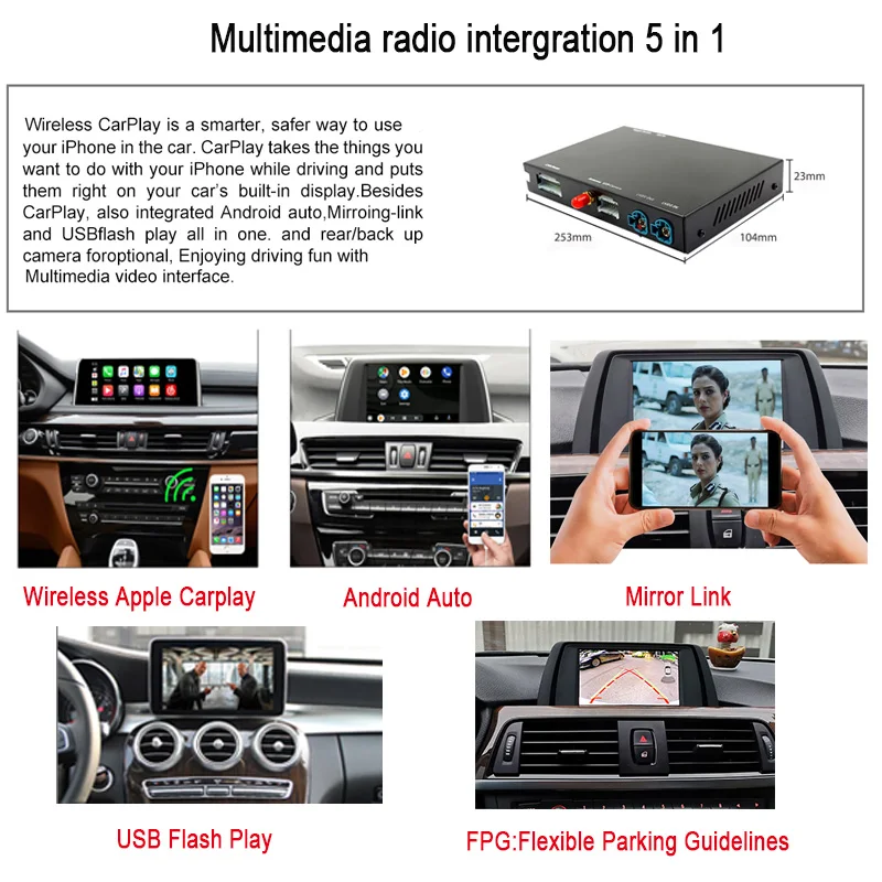  Беспроводной Apple CarPlay Android автомобильный интерфейсный декодер для BMW E60 E70 E71 E84 F01 F02 F10 F11 F20 F25 F26 F30 F31 NBT CIC