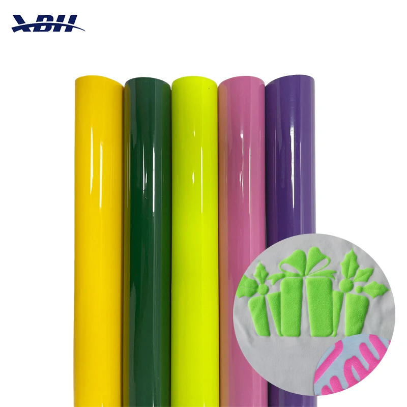 Customize 3D Puff Heat Transfer Vinyl Roll Sheets 0.5*1m Foaming HTV Film Iron on Vinyl for DIY Textile Clothing Tshirt