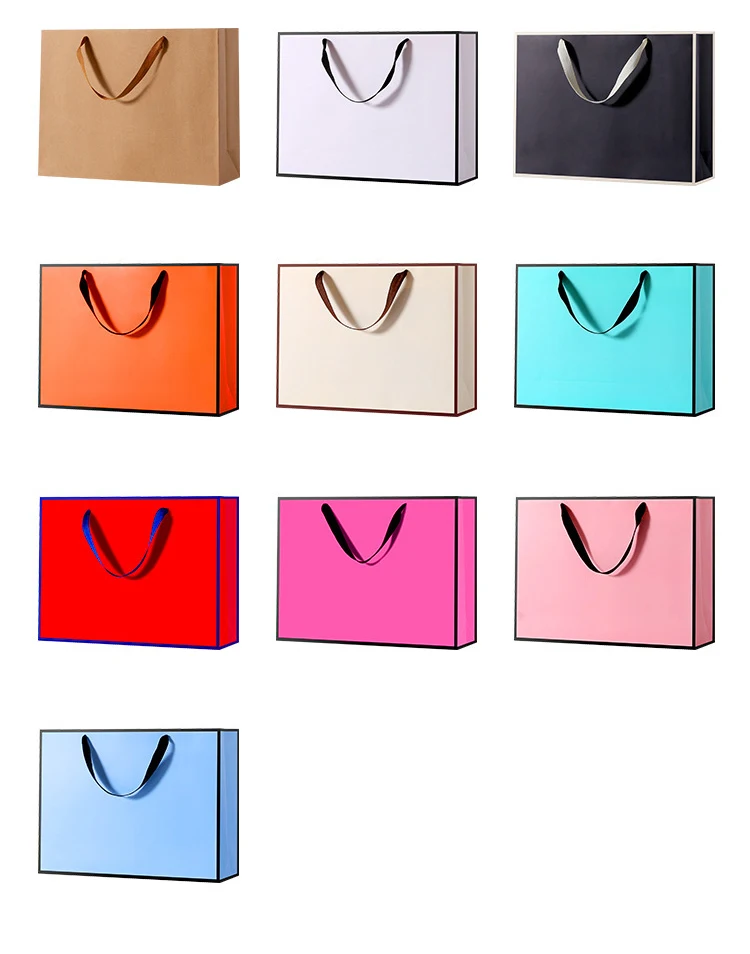 
Custom Logo White Gift Bag Pink Shopping Bag Black Paper Bag With Ribbon Closure 
