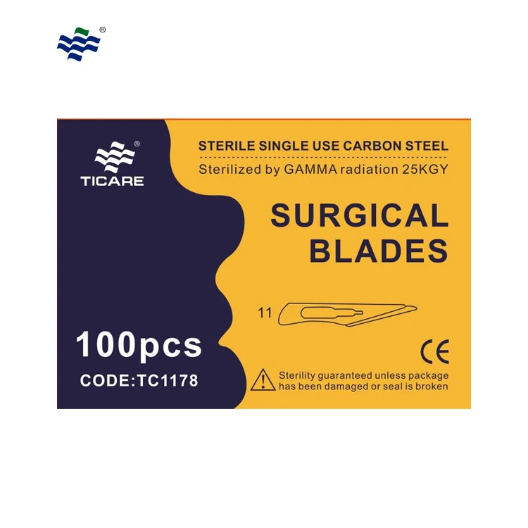 Ticare sterile carbon steel dental surgical blades carbon steel surgical blades no 15c carbon steel / 100 per pkt