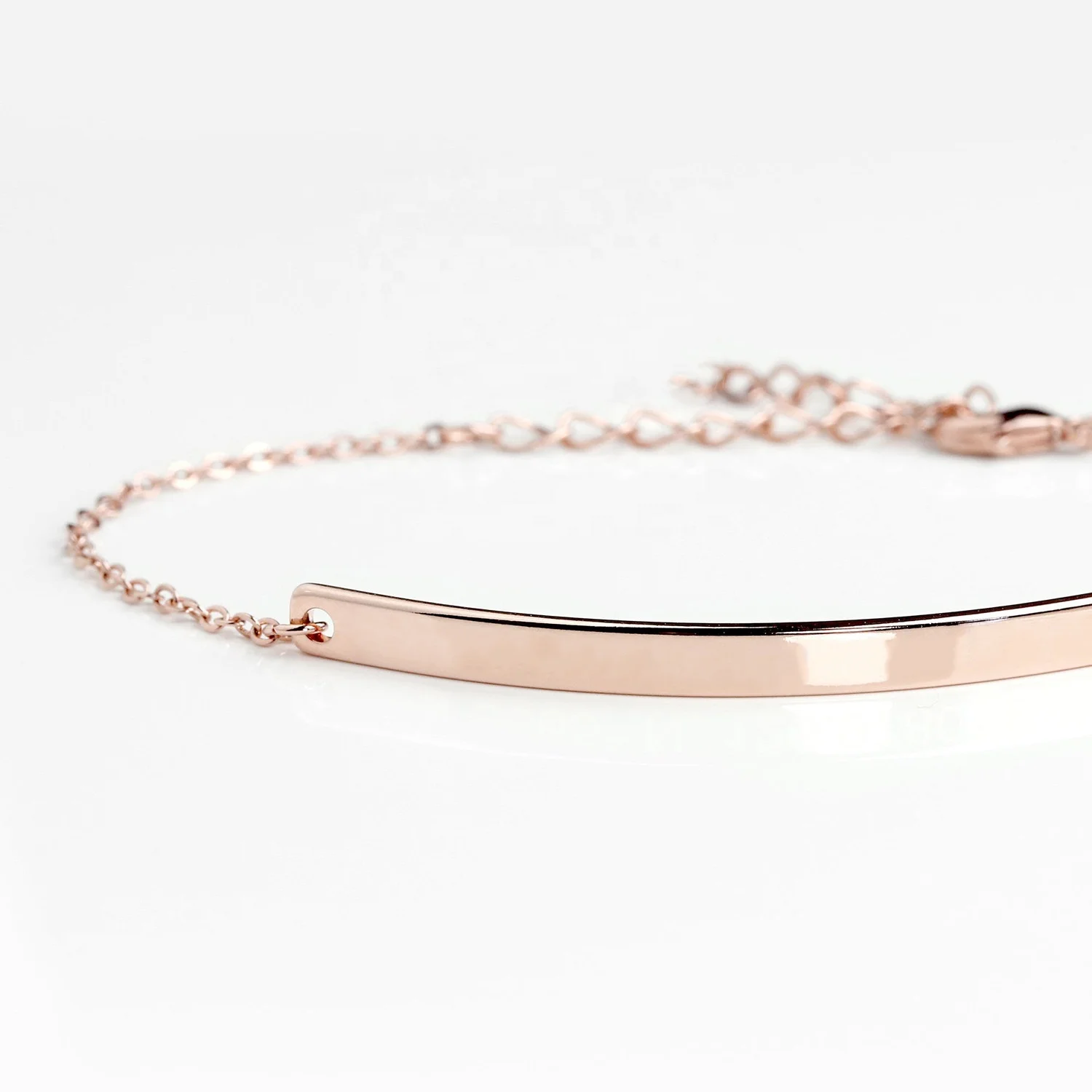 Personalized Custom Stainless Steel Engraved Logo Name Horizontal Blank Bar Pendant Bracelet