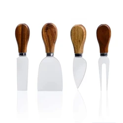 Gift Ready Premium Pack of 4 Cheese Knife Stainless Steel Acacia Handle With Gift Box