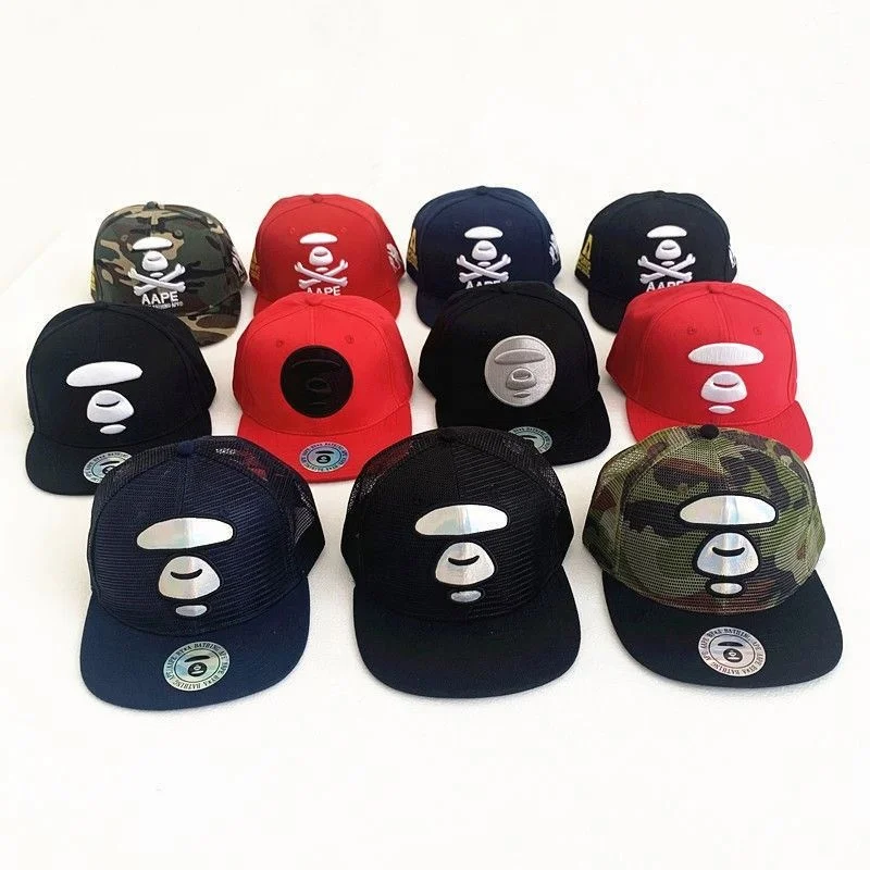 New Trendy Unisex Casual Bucket Hat Bathing Ape Printing Double Line Knitted Fashion Style Baseball Hat