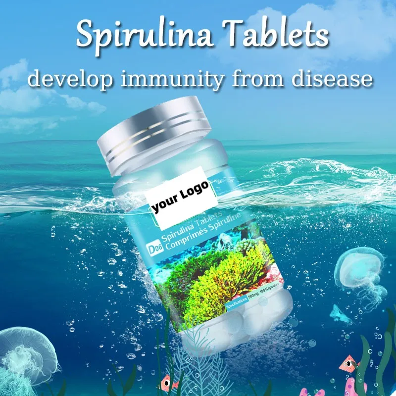 Premium Spirulina Capsules Phycocyanin Healthcare Supplement Vitamins Extract Softgel Spirulina Tablet Organic