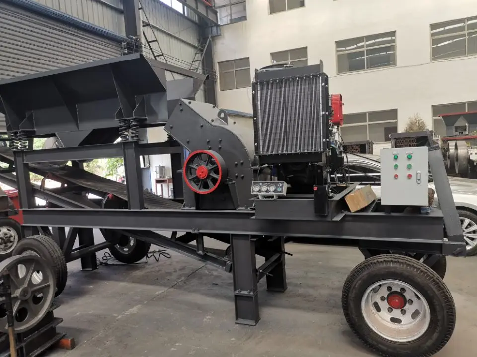 5 10 tph capacity mobile hammer crusher mill by diesel driven with vibrating feeder,belt conveyor,and vibrating screen for coal
