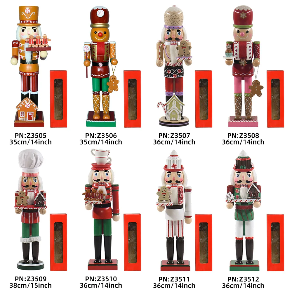 Gingerbread Man Design Nutcracker 35cm 14inch Christmas Decorative Wooden Figurine for decor use