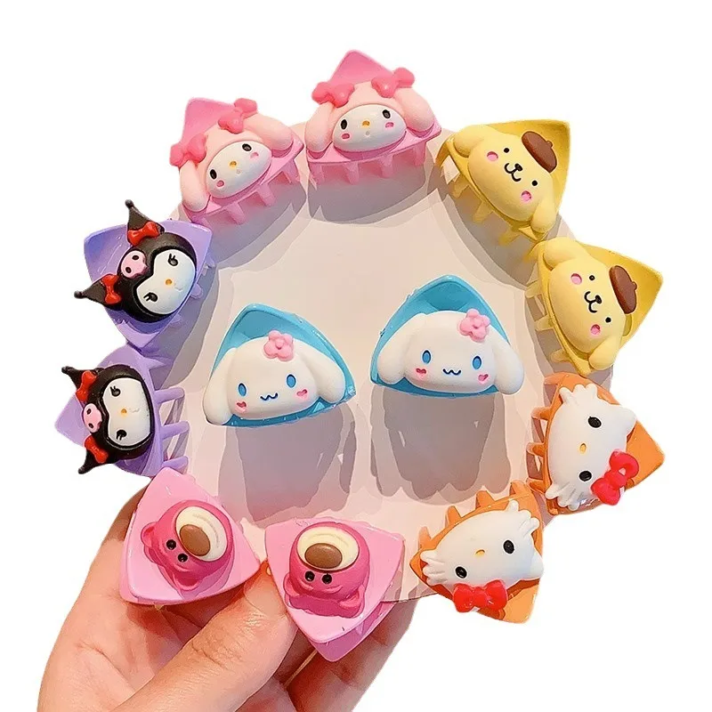 Orangee 2pcs Kawaii Cinnamoroll Kuromi Melody Children Hair Clips accessories Cartoon Sanrioed Pom Cat Ears Hairpin For children