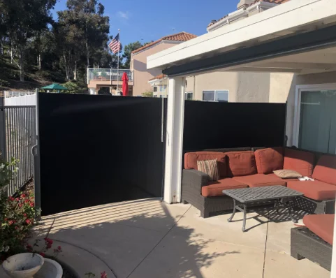 8*10 футов Солнечный свет разделитель конфиденциальности ветровой экран выдвижной патио тент алюминиевый выдвижной складной боковой тент