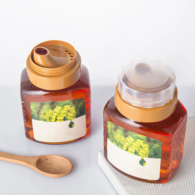 R 2024 New 300g 500g 700g 1000g Food Grade PET Plastic Honey Reflux Bottle Jar Peanut Pepper chili Sauce Containers With Top Cap