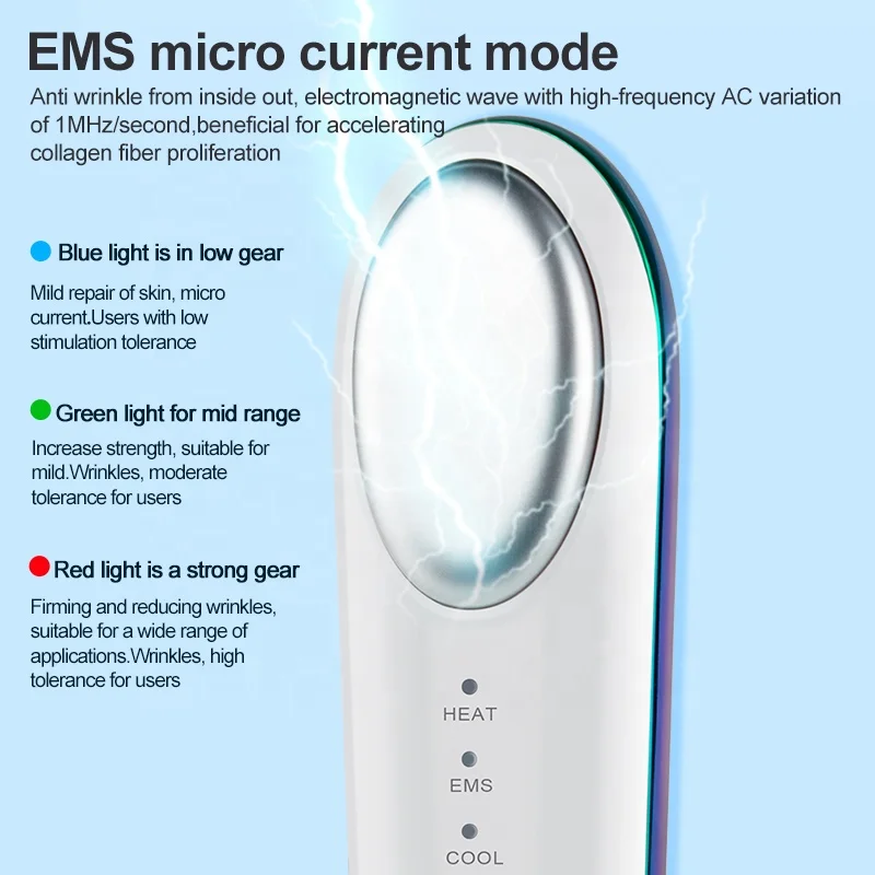 Portable High Frequency Ems Facial Massager Eye Face Lift Skin Tightening Eye Massager With Heat Compression