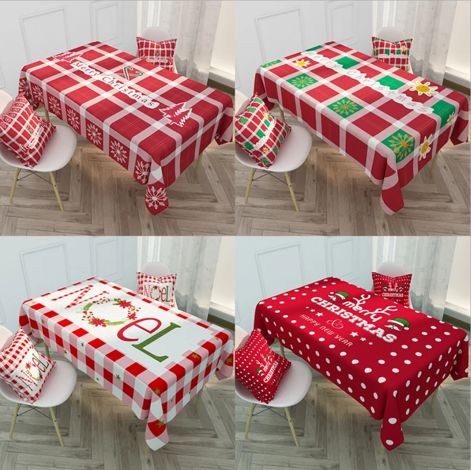 Rectangle Colorful Custom Export Party Christmas Waterproof Decoration Polyester Tablecloth