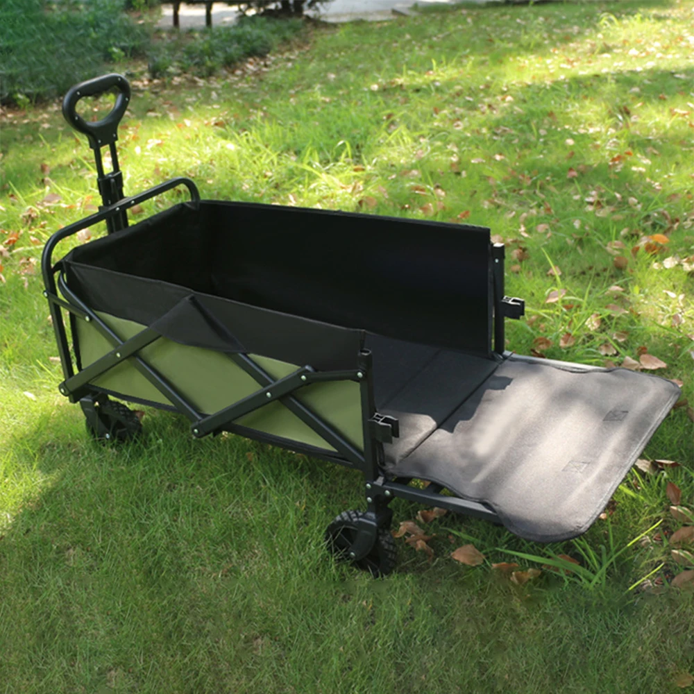 Outdoor Park Utility Folding Beach Trolley Picnic Camping Cart Garden Metal Folding Beach Wagon Cart