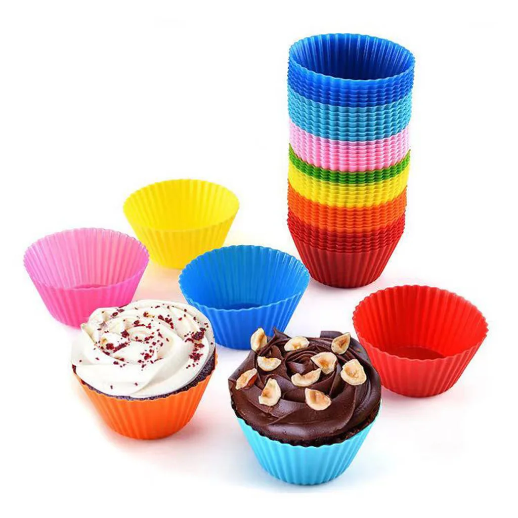Easy Clean cheap Non stick BPA Free 36 packs mini kitchen custom round reusable silicone cupcake liners muffin baking mold cup