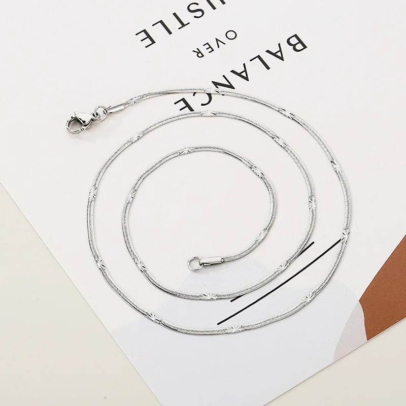 Trendy Fashion 316L Stainless Steel Snake Chain Necklace With Pearl Inspired by Joker 2.2mm Basic Chain With Titanium Main Stone