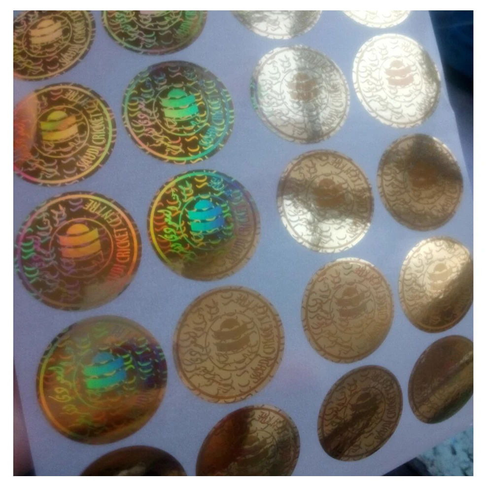 High quality self adhesive watermark hologram overlay hot stamping euro foil sticker