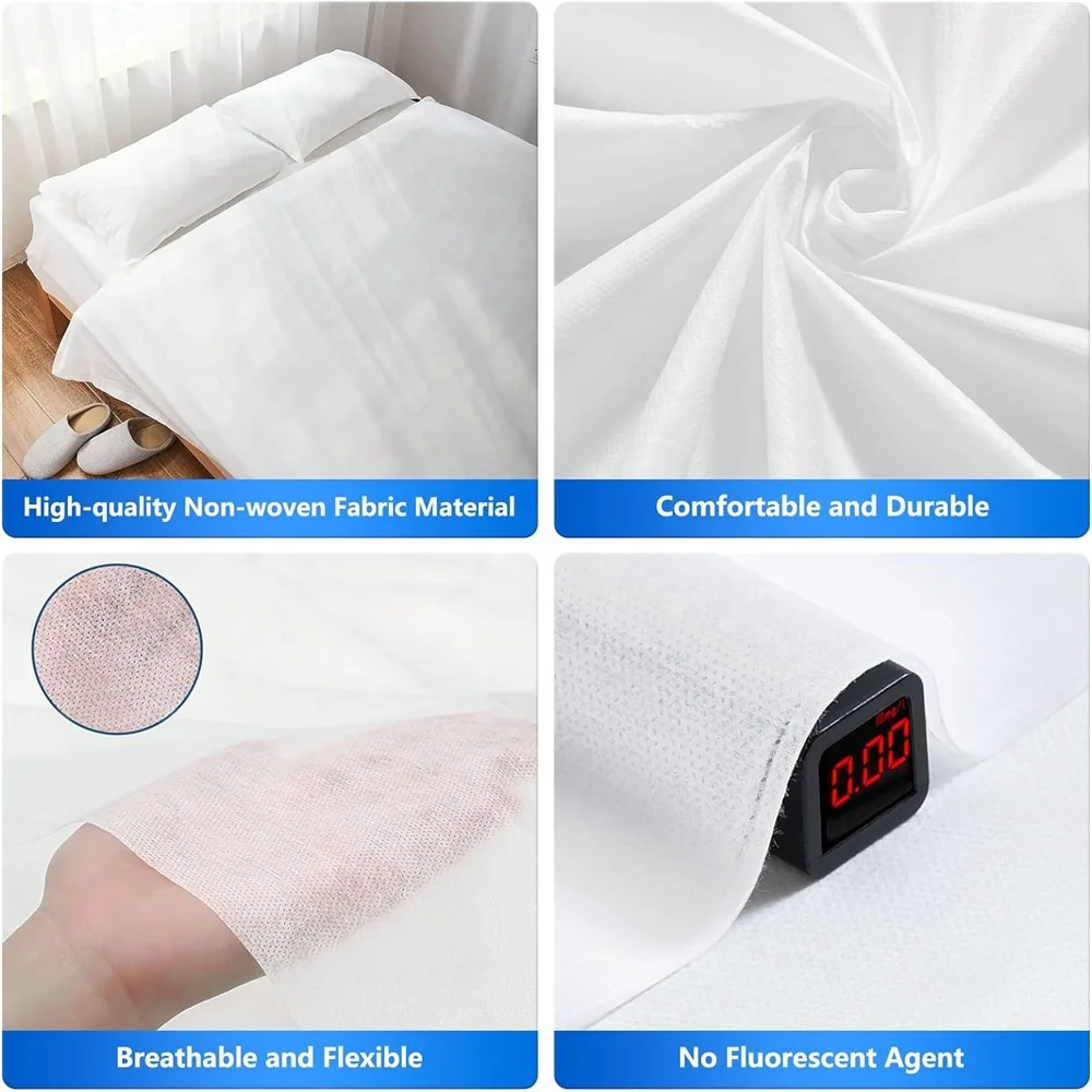 Nature White Sheet Set Organic Nonwoven Disposable Hotel Bed Sheets Set Travel Bedding Set
