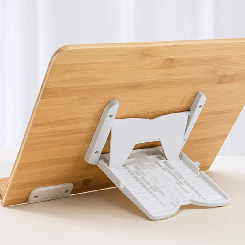 2022 New Design Adjustable Bamboo Book Stand Manufacturer Hot Sale Cookbook Holder Wooden Stand for Tablet