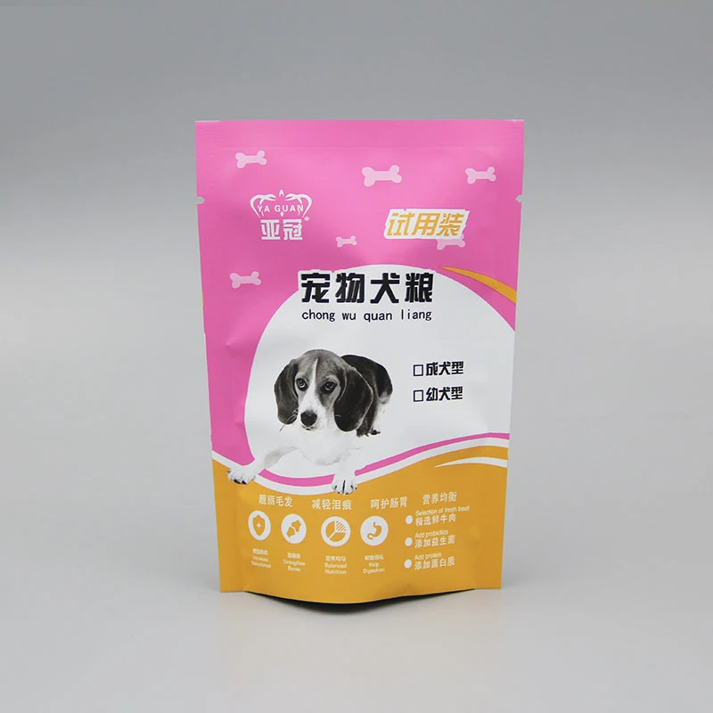 Factory price custom printed flat bottom eight side seal stand up pet dog food packaging bag