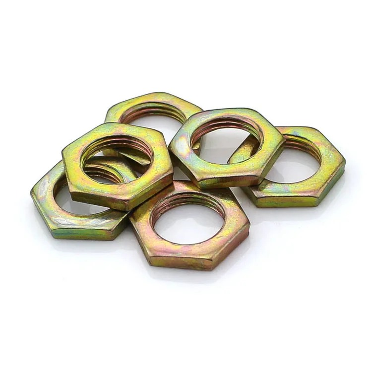 Wholesale carbon steel color zinc thin hexagon nut screw bolt GB6173 flat nut