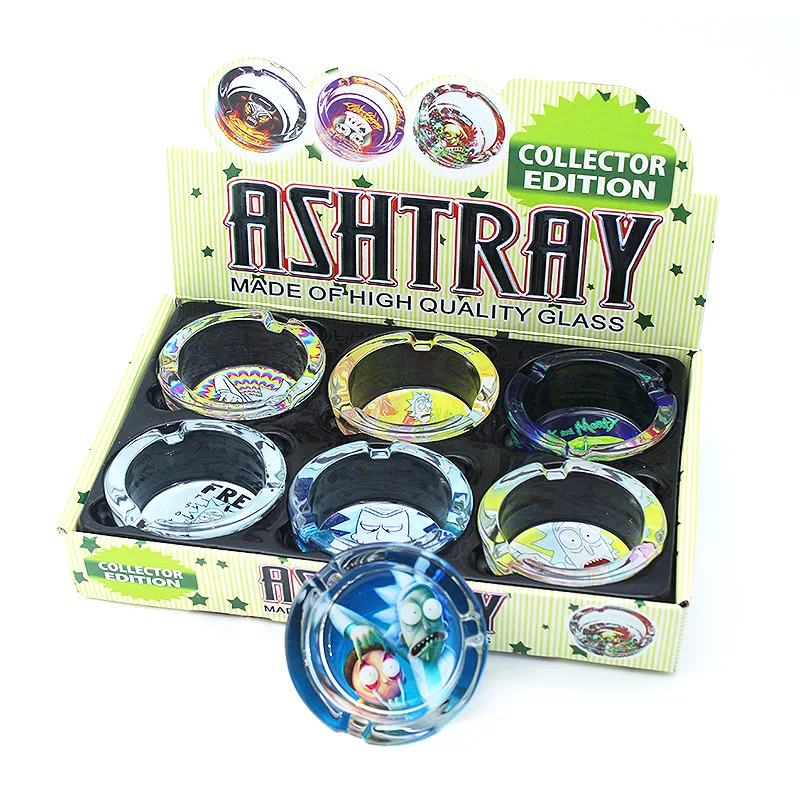 Wholesale Custom Design Logo Ash Tray Smokeless Round Pocket Glass Cigar Ashtray