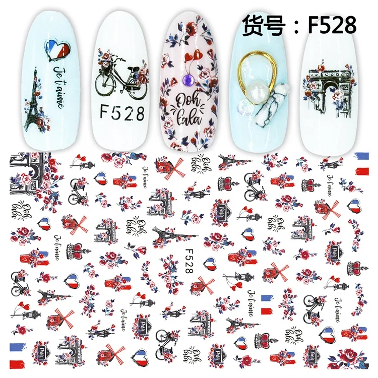 Hot Sale Manicure Nail Romantic Valentines Decals Sexy Lips Lover Flower Heart Nail Art Decoration Stickers