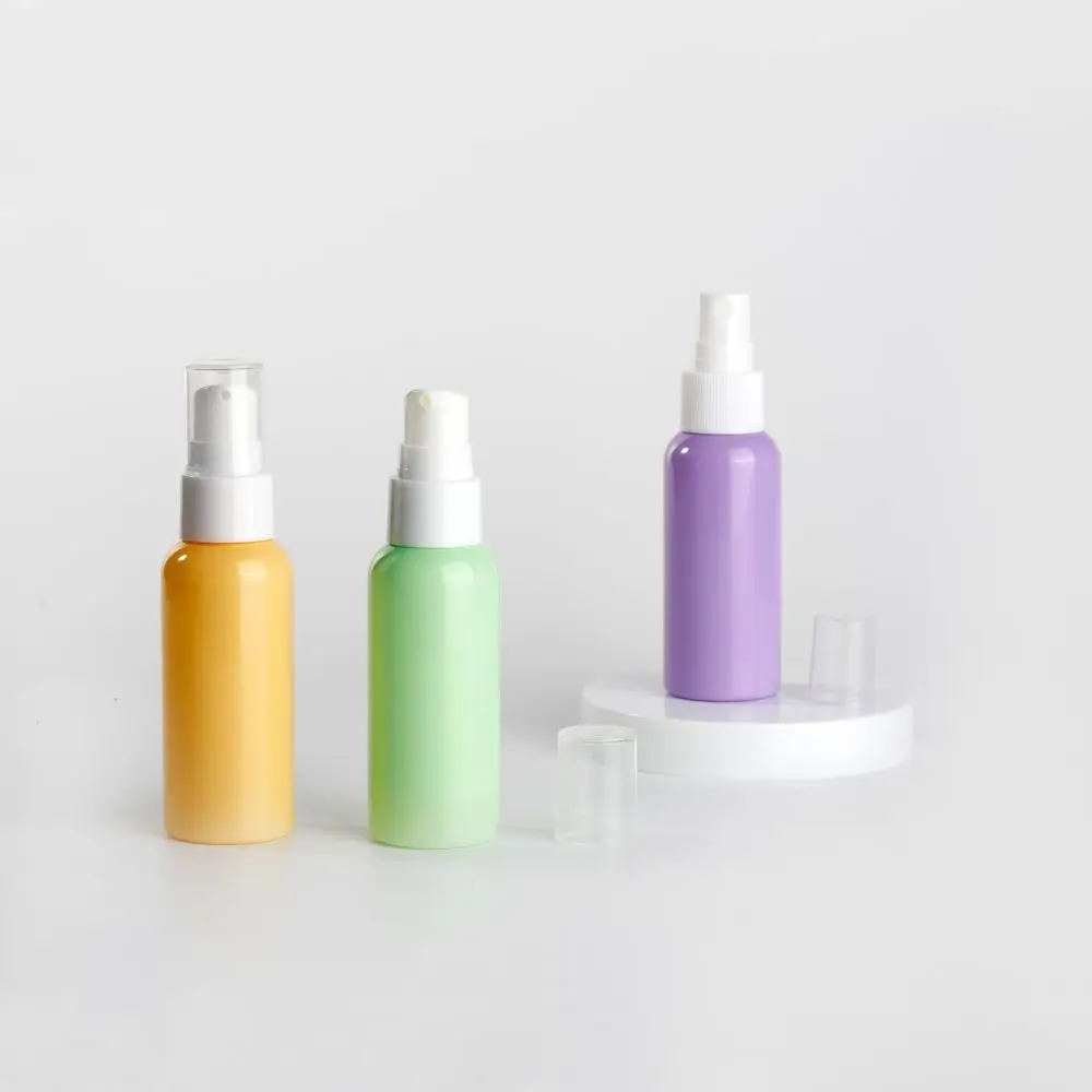 Custom 50 ml 100 ml 50ml 60ml 100ml Plastic PET Fancy Travel Size Portable Colorful Skincare Cosmetic Lotion Bottle With Pump