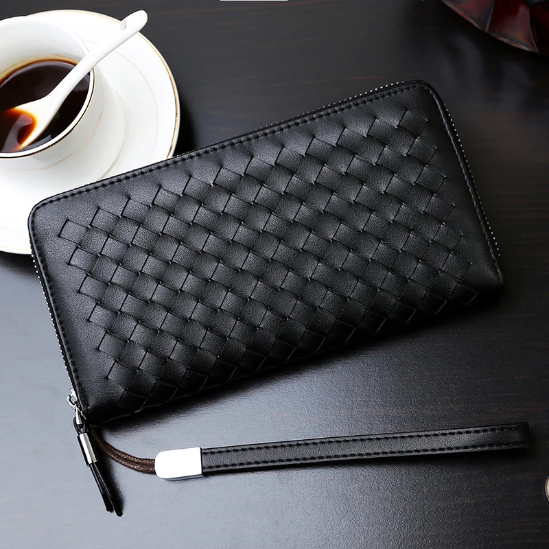 Wholesale wallet Women Elegant Braided Handbag Envelope Hasp Beach Bag Straw PU Clutch Bag For Ladies wallet