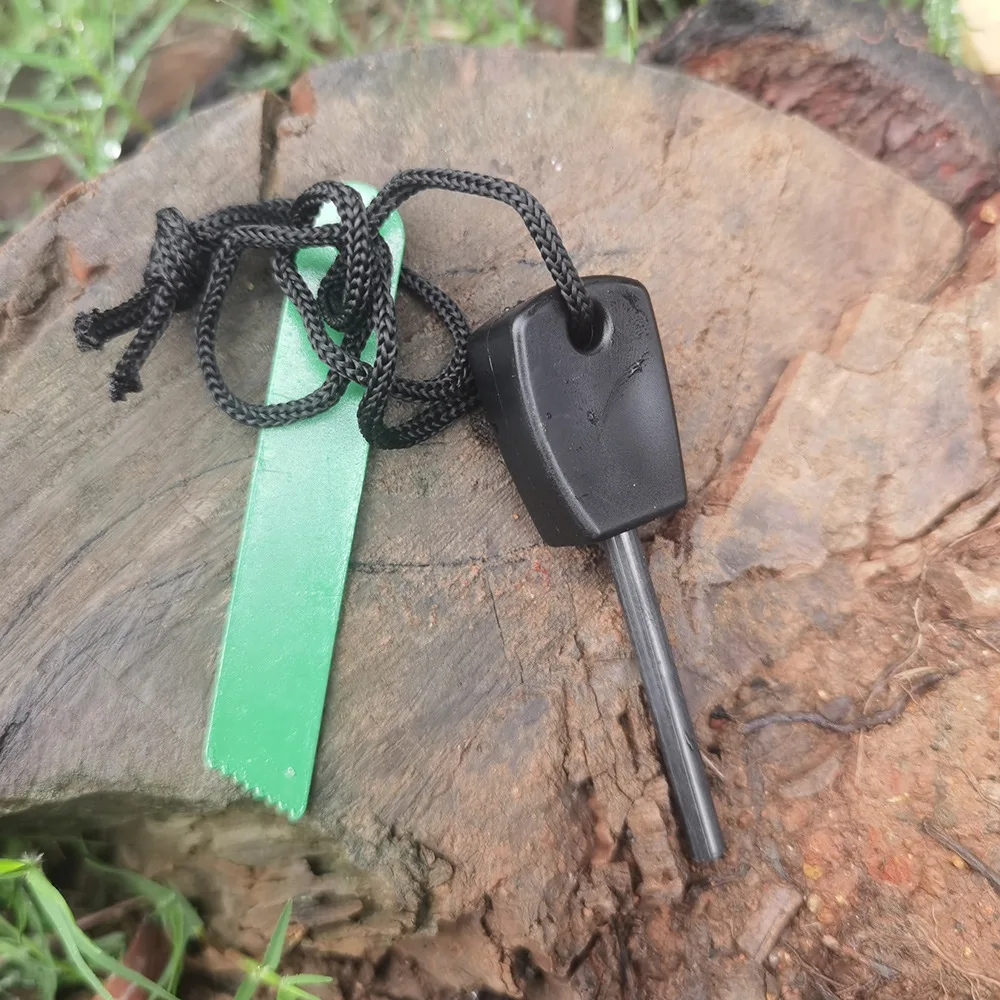 5/16 Inch Fire Starter Supplies Portable Mini Emergency Premium Survival Gear Firestick Firesteel with Green Striker