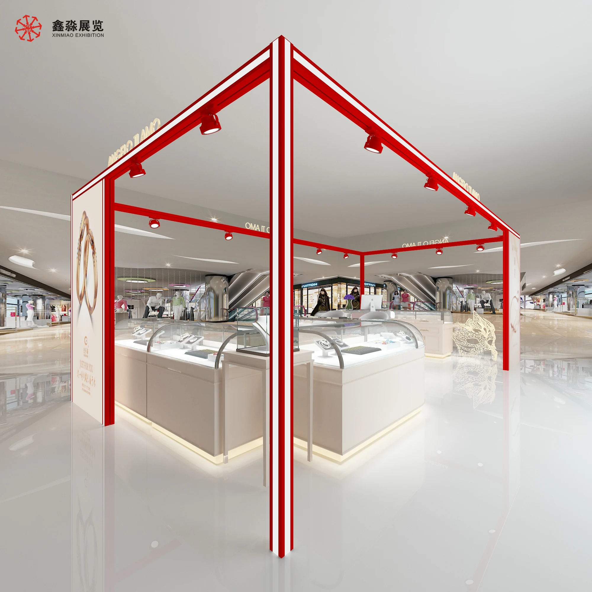 Pop up Retail flashlight Store at Shopping Mall Display Booth Aluminum Cloth Store aluminum Exhibition frame