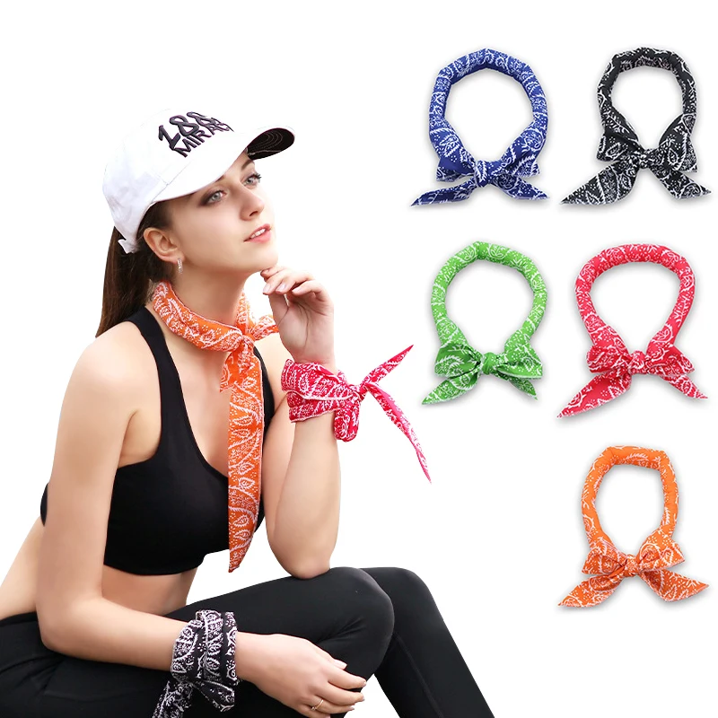 On Stock Gel Ice Cooling Sweatband Neck Cooler Water Magic Outdoor Sport Summer Cooling Scarf Tie Neck Bandana Sweatband