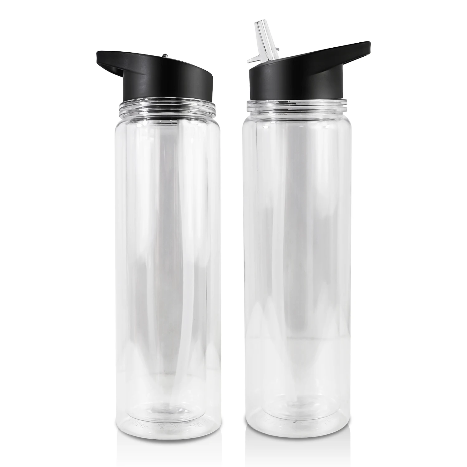 Personalized DIY Gift Wide Mouth Plastic Bottle Portable 24 oz Reusable Sports Clear Water Bottles With Straw And Handle