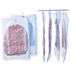Hot sale transparent hanging vacuum plastic storage bag garment coat dust bag