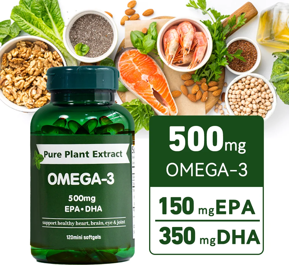 Chinaherbs Vegan-Friendly Peony Seed Supplement 500mg Omega-3 Softgels with EPA DHA Alternative to Fish Oil for Brain and Heart Health