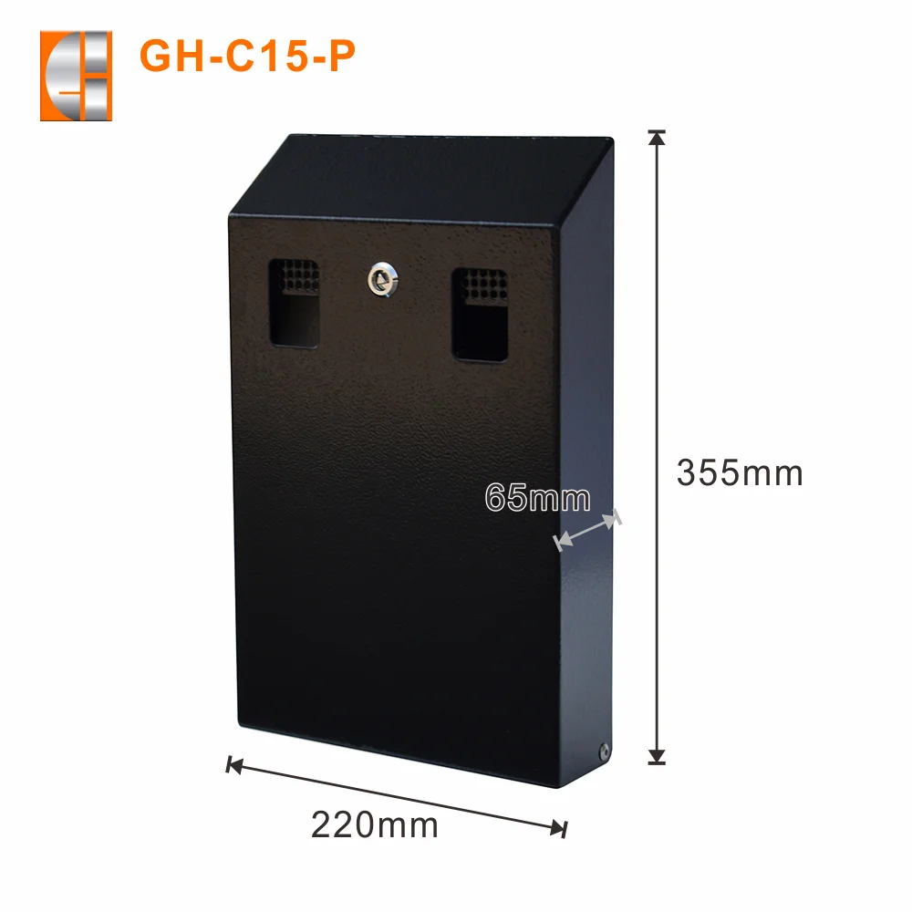 Outdoor Black Metal Wall Mounted Smoking Lockable Ashtray