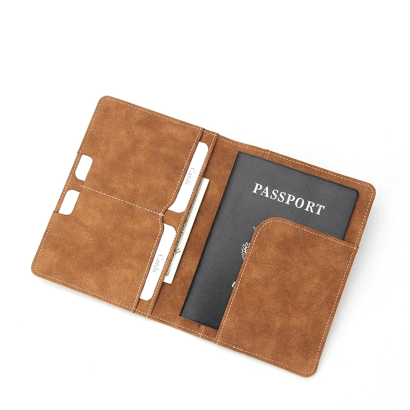 Custom RFID PU Leather Passport Holder Cover Travel Passport Case