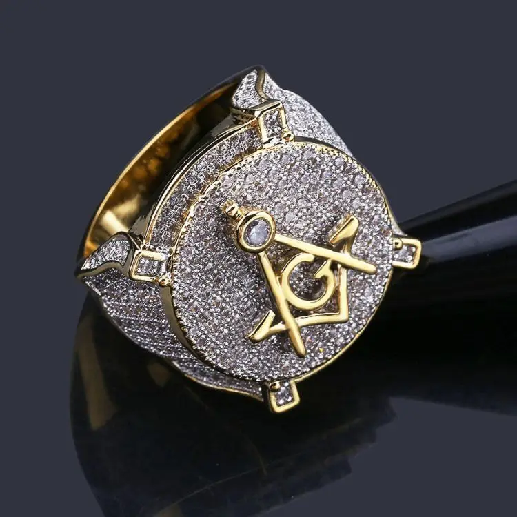 Factory Supply Vintage Ring Micro Inlaid Zircon Gold Ring Personality Hip Hop Male Ring