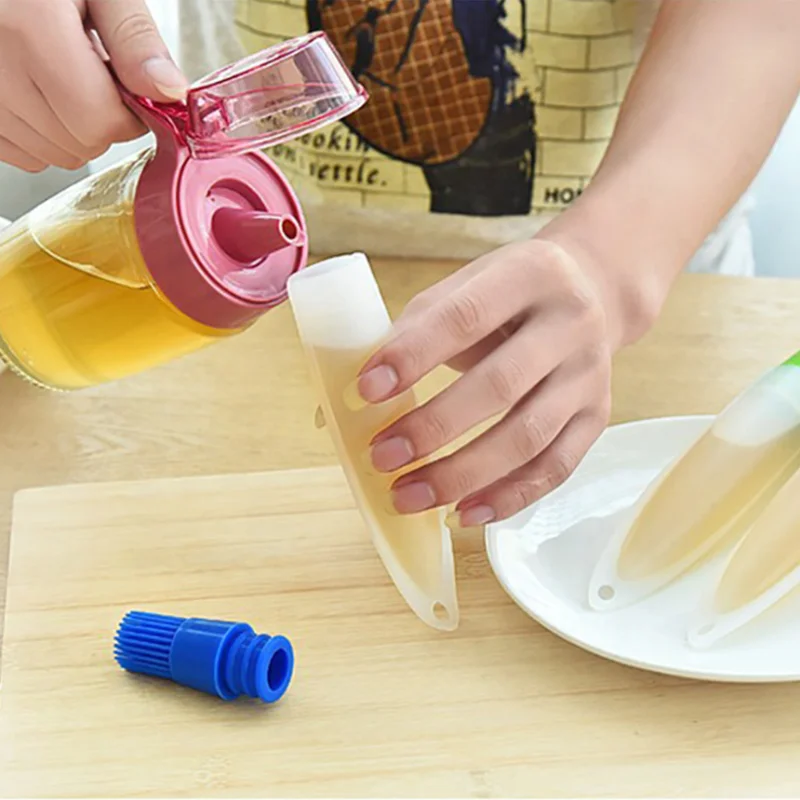 Newest High Temperature Resistant Silicone Oil Bottle Liquid Oil Brushes Pastry Kitchen Baking BBQ Brush
