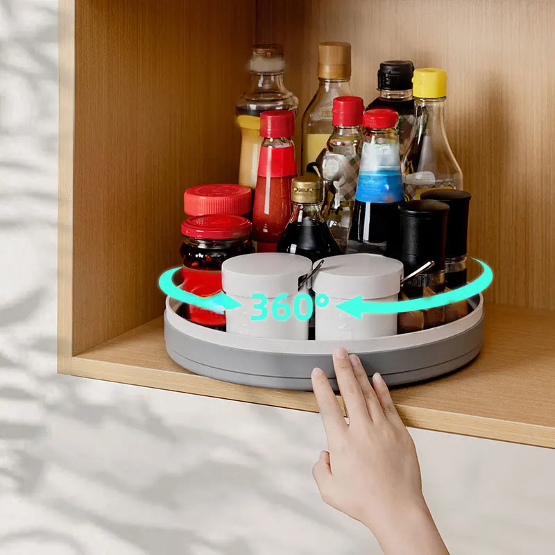 Best-Selling Kitchen Organizer Single-Layer Turntable Multi-Functional Non-Slip 360-Degree Rotating Spice Rack Tray