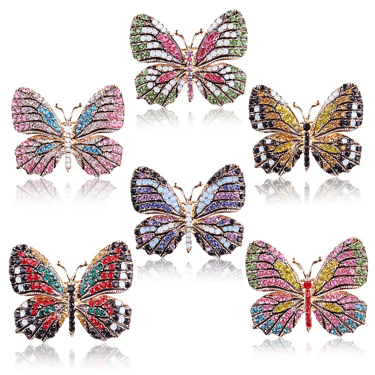Hot Sale Colorful Crystal Garment Accessories Butterfly Shaped Brooch